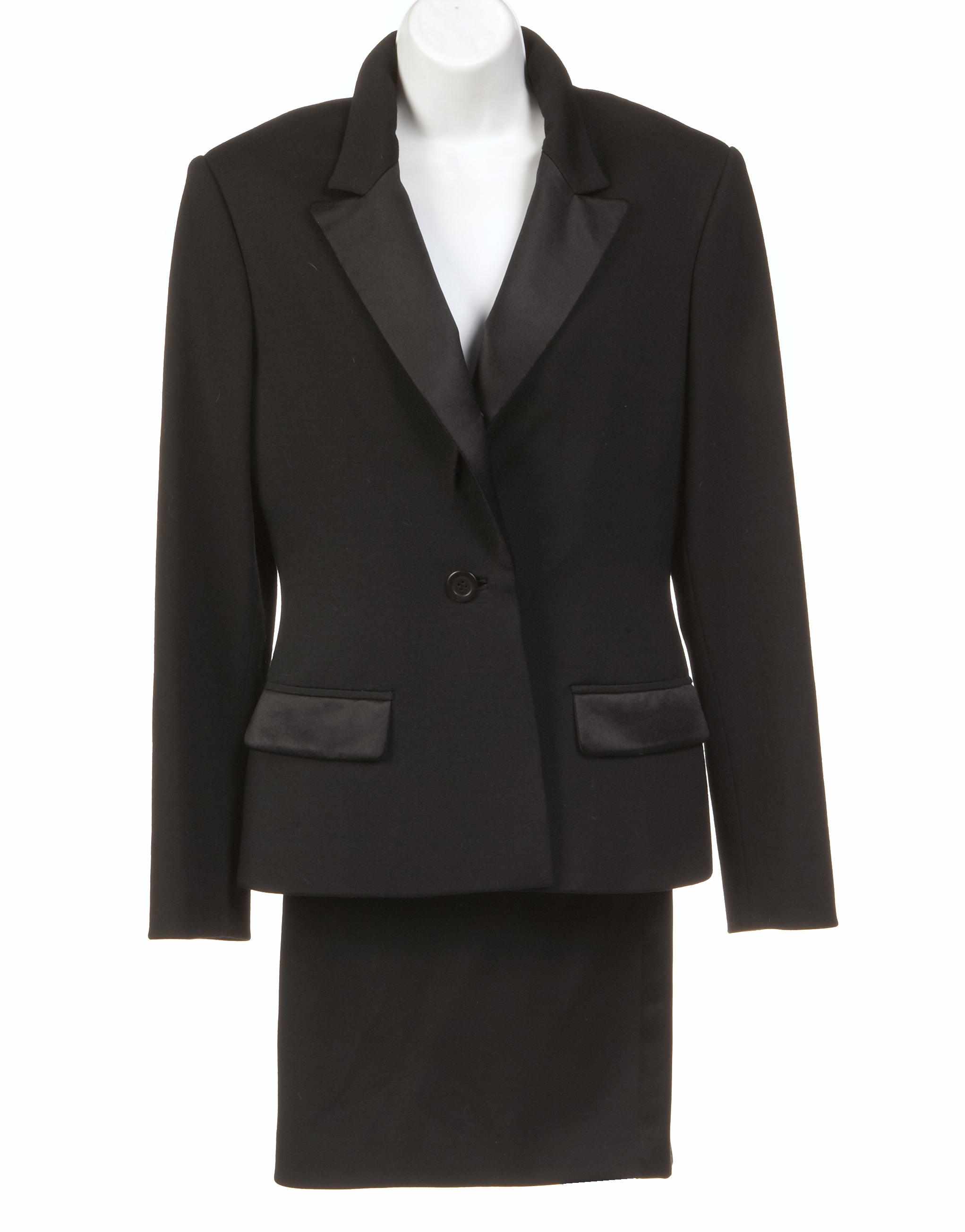 Appraisal: A Guy Laroche black tuxedo jacket and skirt both size