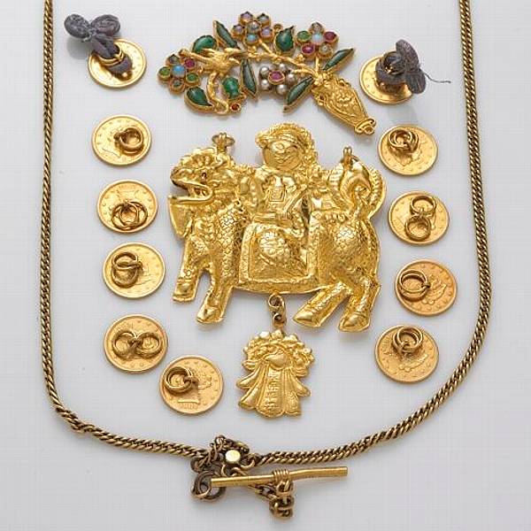 Appraisal: A collection of gem-set and k gold jewelry including pendants