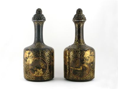 Appraisal: A large pair of Japanese porcelain mallet-shaped vases and covers