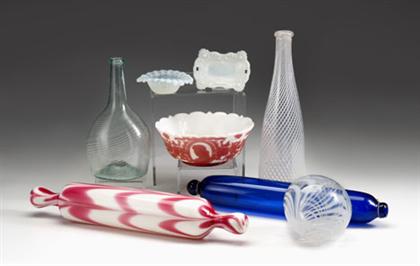 Appraisal: Group of eight glass items th century Two blown glass