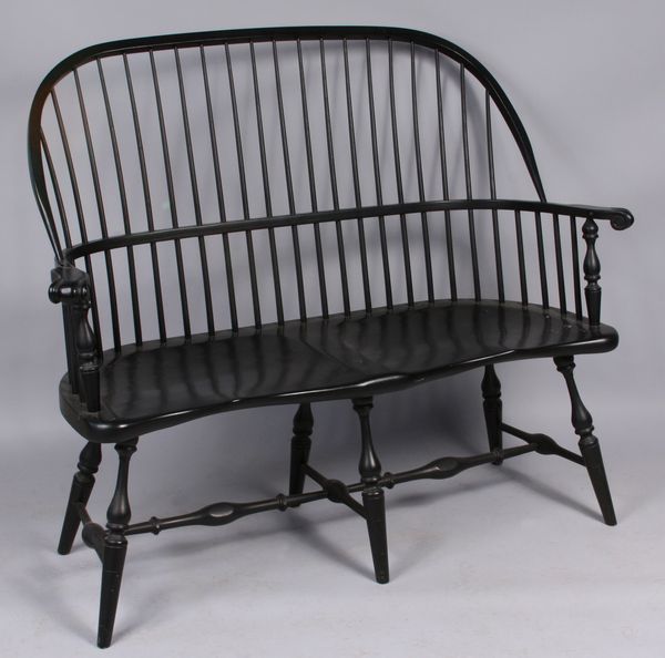 Appraisal: Windsor style settee painted black h x w x d