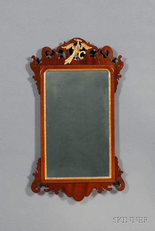 Appraisal: Chippendale Mahogany Veneer and Gilt-gesso Looking Glass England c the