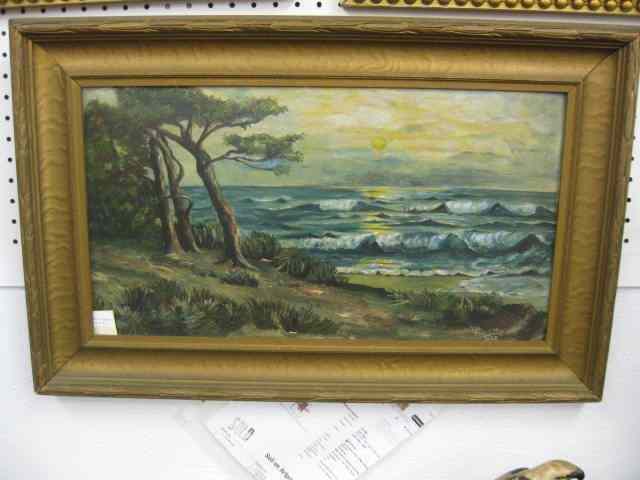 Appraisal: Victor R Palzer Moonlit Coastal Scene listed artist signed and