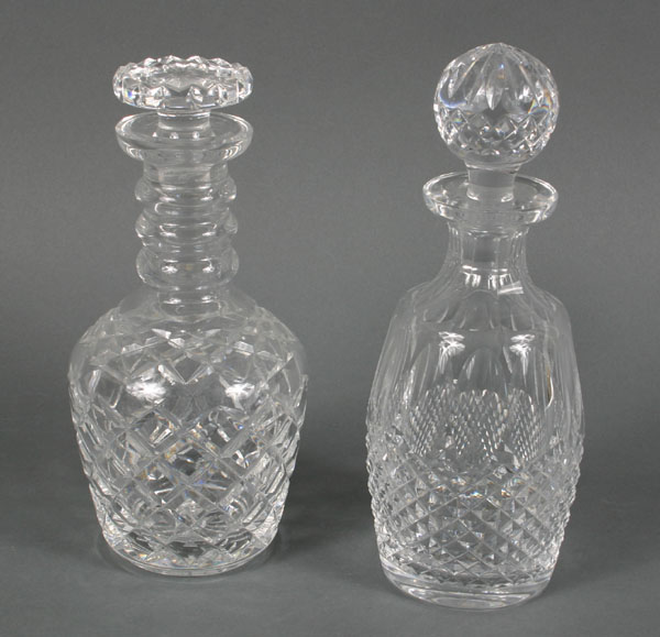 Appraisal: Waterford decanters two clear glass bottles with stoppers Tallest H