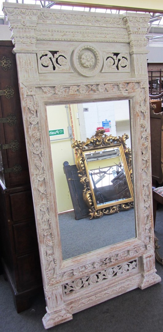 Appraisal: A th century limed oak wall mirror with pierced and