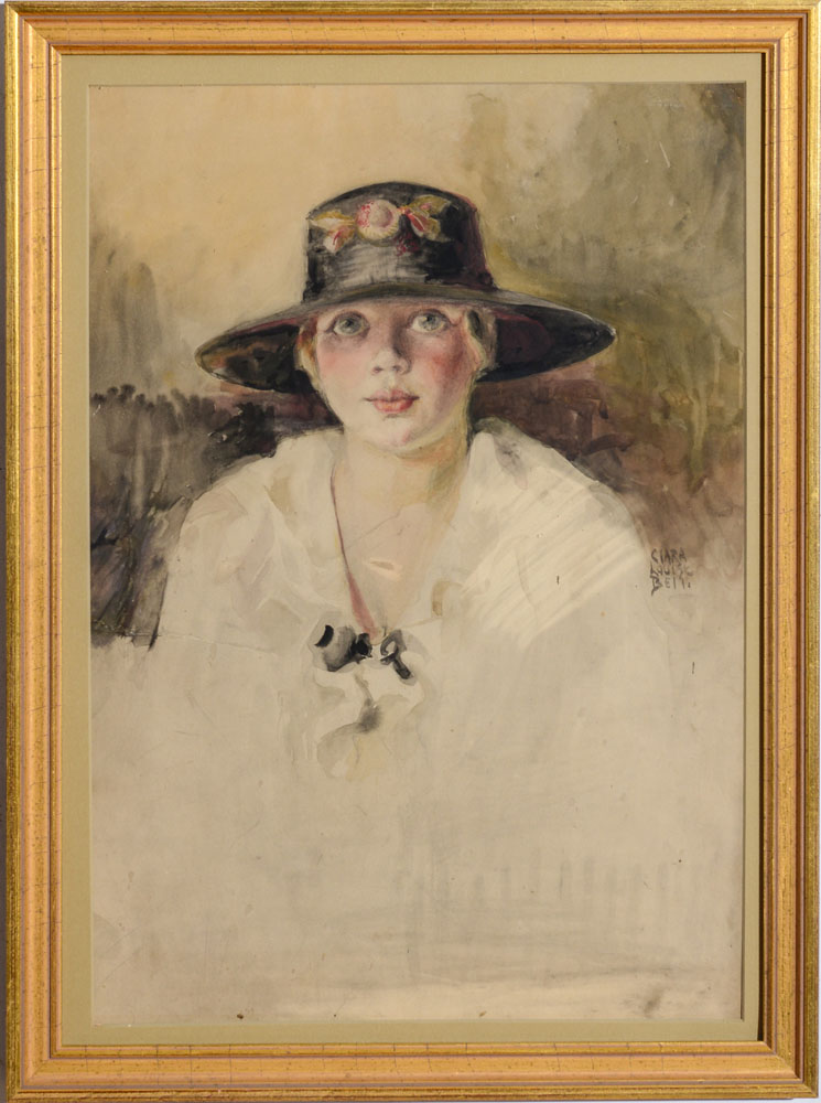 Appraisal: CLARA LOUISE BELL - PORTRAIT OF A YOUNG LADY Watercolor