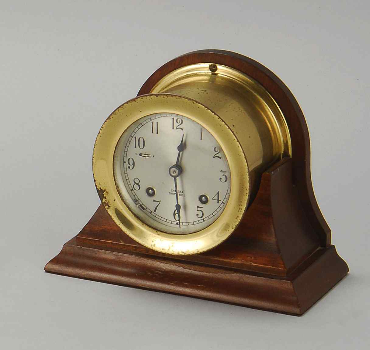 Appraisal: CHELSEA BRASS SHIP'S BELL CLOCKOn wooden stand Diameter ''