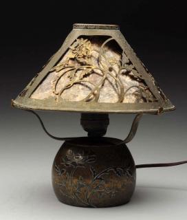 Appraisal: Heintz A C Boudior Lamp Bronze with sterling silver overlay