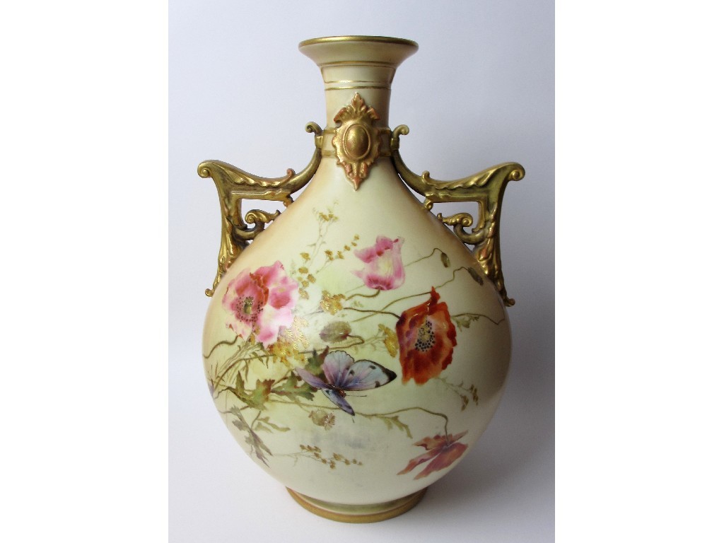 Appraisal: A Royal Worcester two handled vase transfer printed and painted