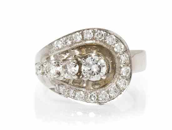 Appraisal: A Karat White Gold and Diamond Ring containing round brilliant