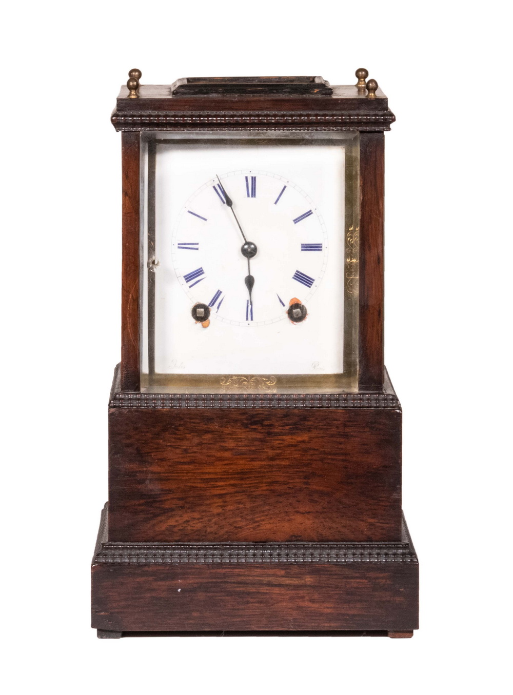 Appraisal: ROSEWOOD MANTEL CLOCK Late th c Mantel Clock with Jules