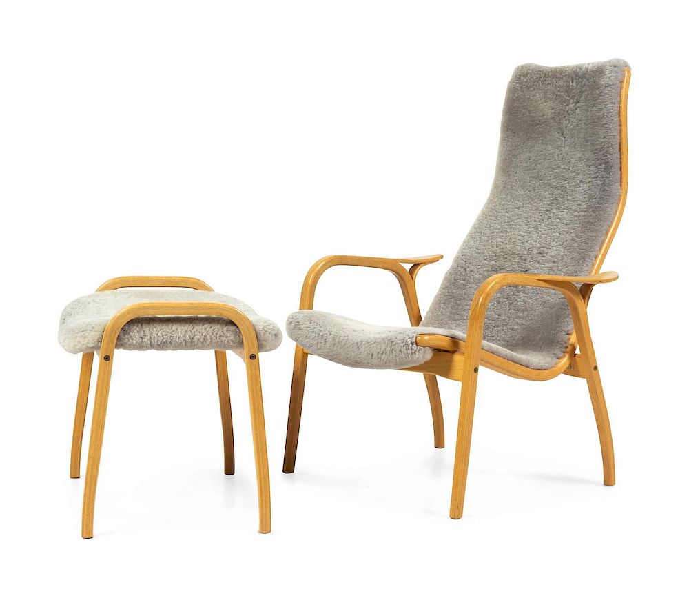 Appraisal: Yngve Ekstrom Swedish - Lamino Lounge Chair and Ottoman Swedese