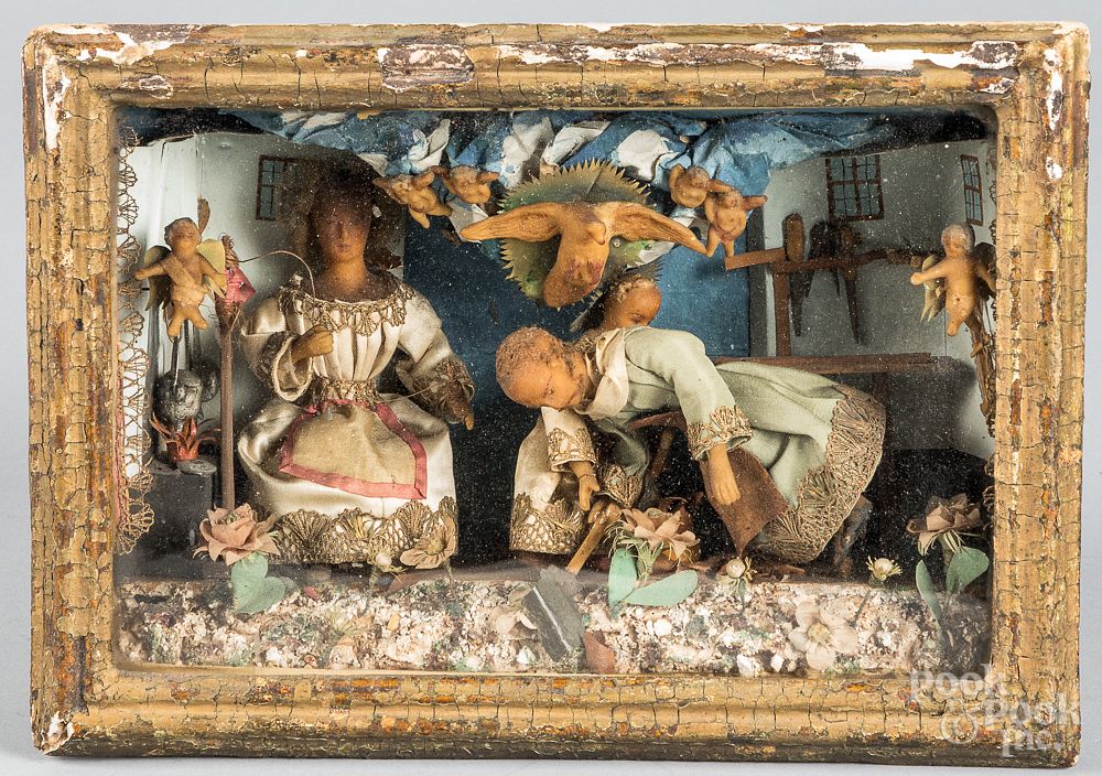 Appraisal: English Wax diorama of a family th c English Wax