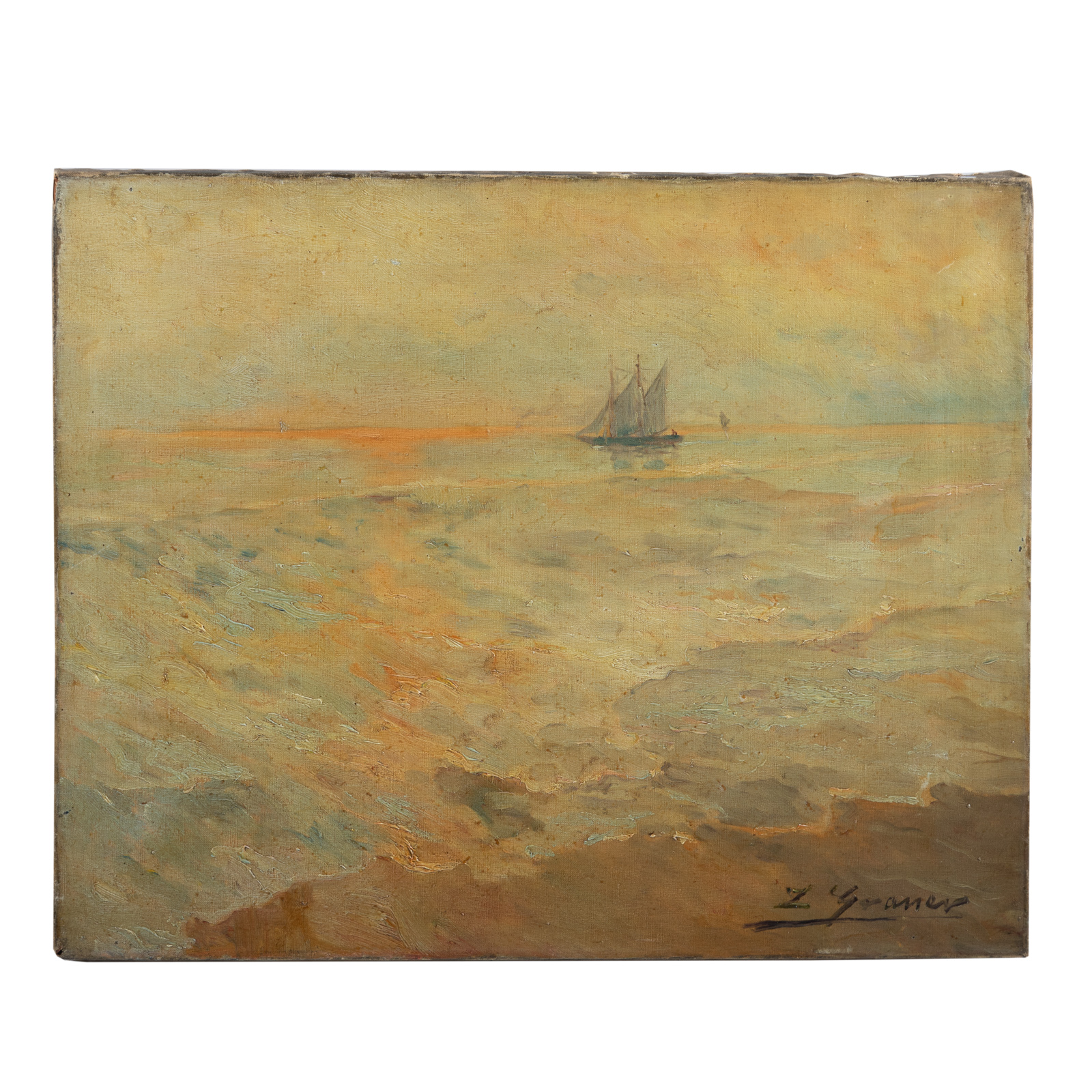 Appraisal: LUIS GRANER ARRUFI SEASCAPE WITH SCHOONER OIL Spanish - Oil