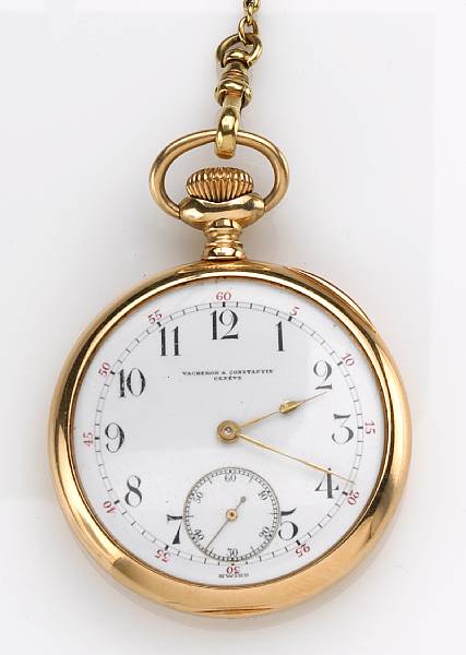 Appraisal: A k gold pocket watch and fob chain Vacheron amp