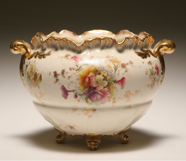 Appraisal: Transfer and hand painted jardiniere H Minor restoration to rim