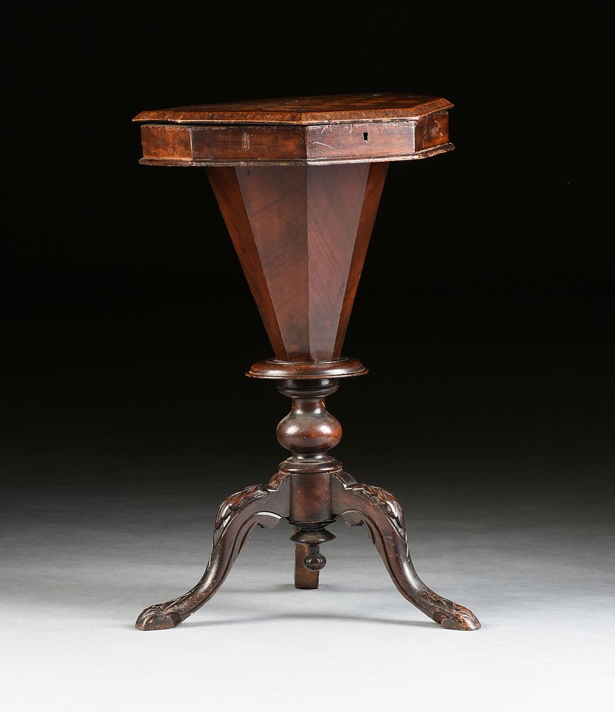 Appraisal: A WILLIAM IV SATINWOOD KINGWOOD MAHOGANY PARQUETRY INLAID OCTAGONAL TRUMPET