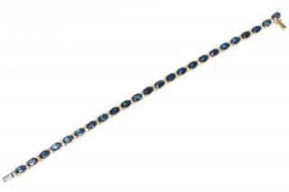 Appraisal: K Gold Sapphire Diamond Tennis Bracelet Tennis bracelet of oval