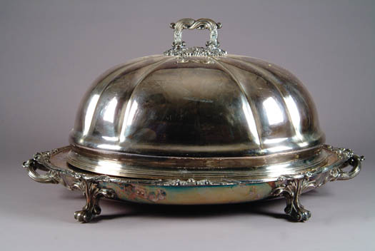 Appraisal: OUTSTANDING SILVER PLATED HEATED WELL AND TREE PLATTER AND DOMED