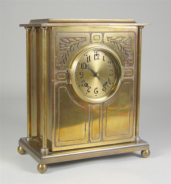 Appraisal: Ansonia Brass Sussex Clock Early th Century Art Deco cast