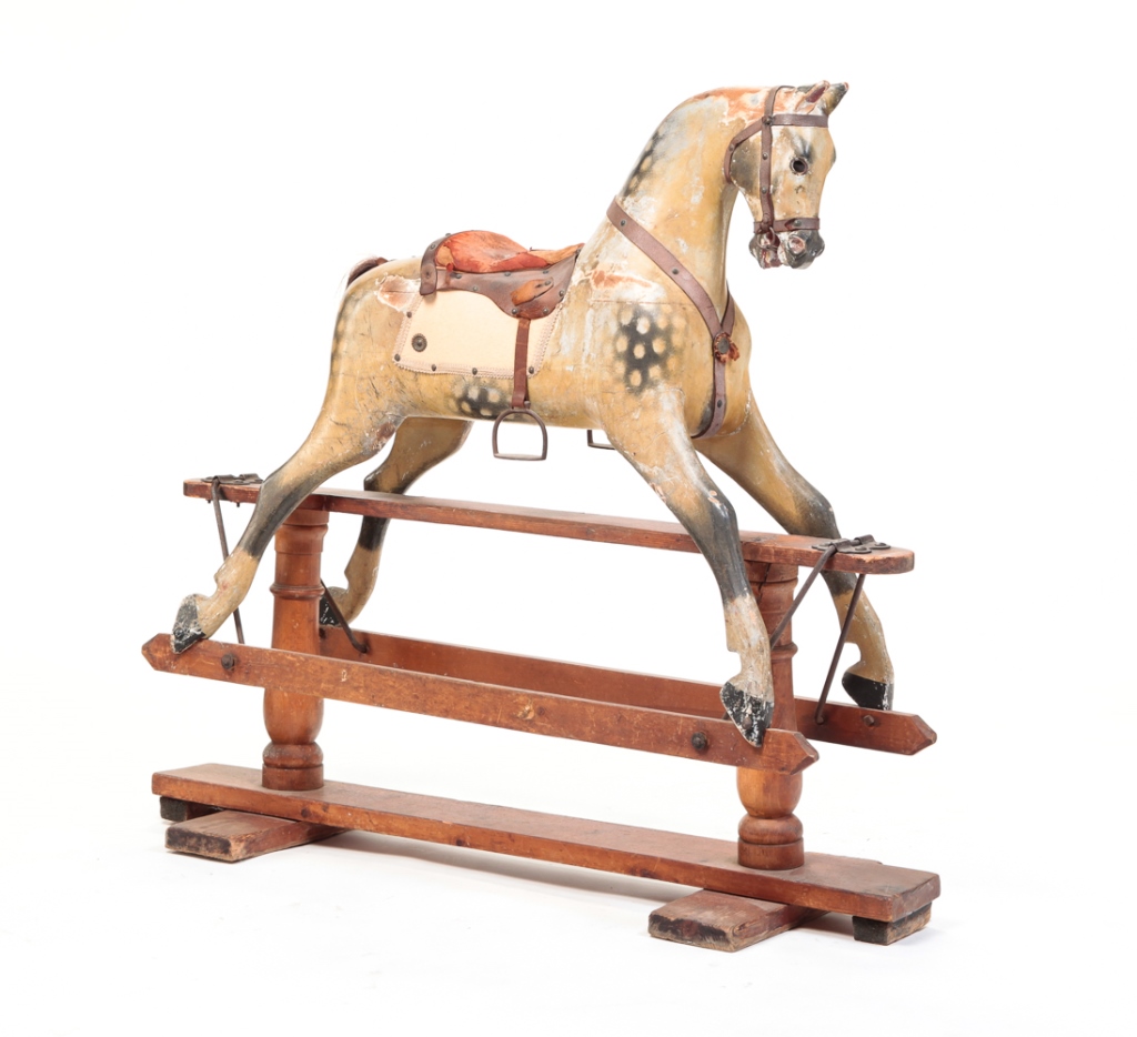 Appraisal: ROCKING HORSE ON GLIDER BASE American or German late th-early