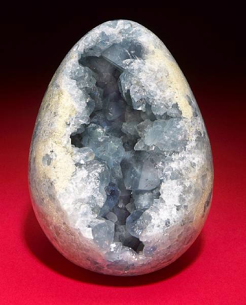 Appraisal: Celestite Egg Madagascar Sky-blue crystals are visible within this egg-shaped