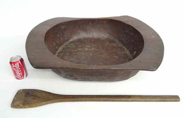 Appraisal: Dough bowl '' W '' Length along with primitive wooden