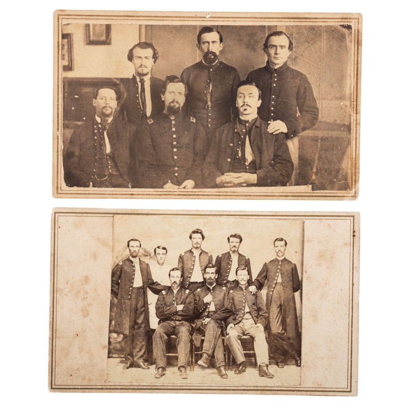 Appraisal: CIVIL WAR A group of CDVs featuring group portraits of