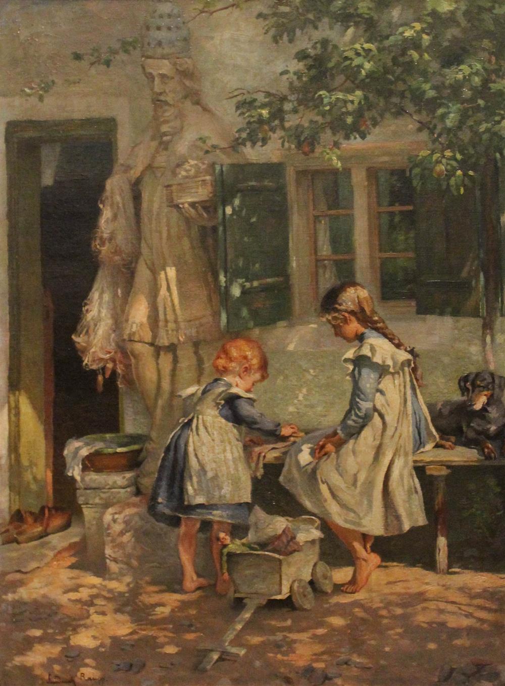 Appraisal: FRIEDERICH RAUPP GERMAN - CHILDREN PLAYING Oil on canvas x