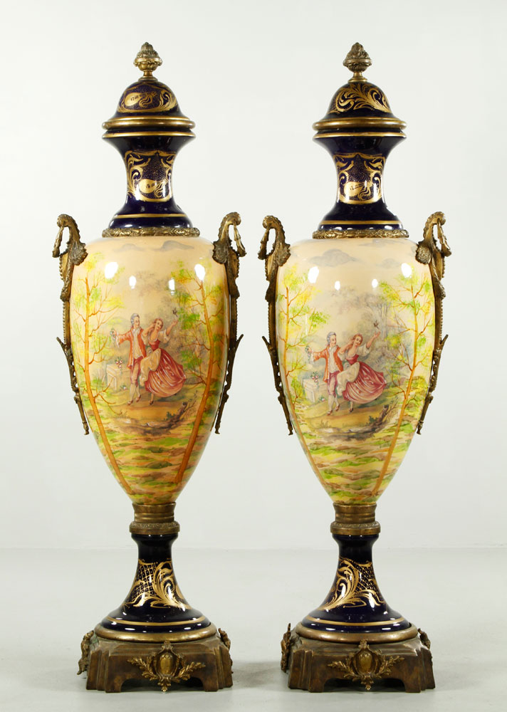 Appraisal: - th C Pair of Monumental Urns th century pair