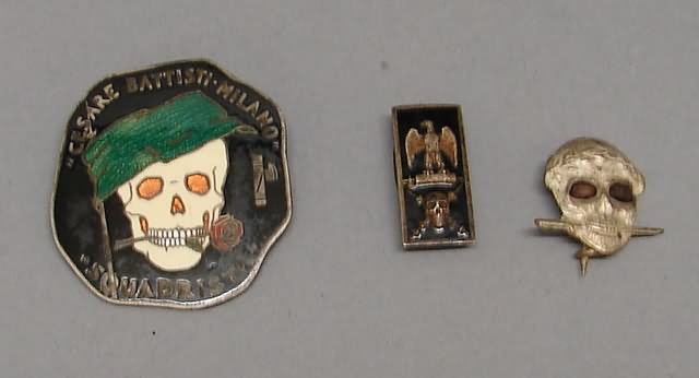 Appraisal: Grouping of three Italian fascist insignia Large pin by Johnson