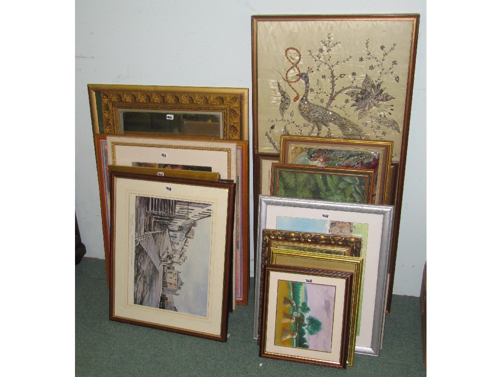 Appraisal: Lot comprising various pictures prints and wall mirror