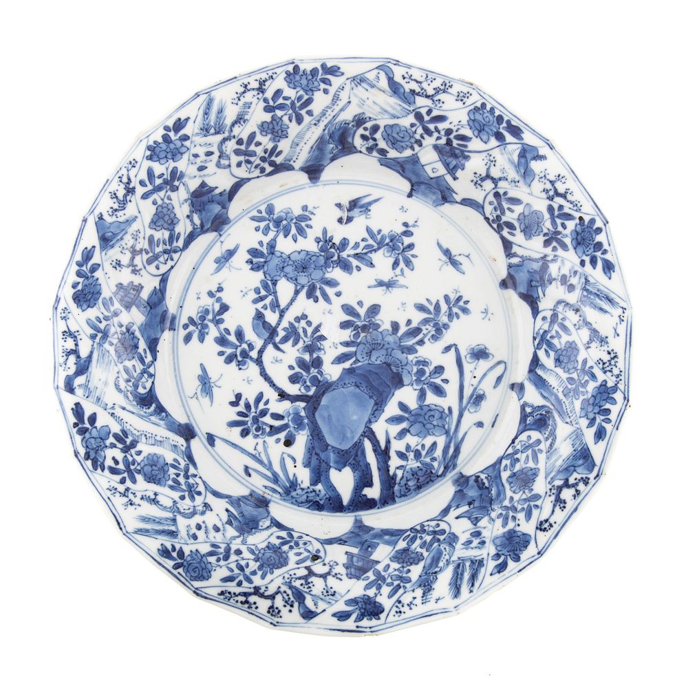 Appraisal: Chinese Export Blue White Plate Kang Xi circa - molded