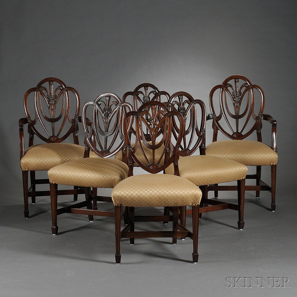 Appraisal: Six George III-style Mahogany Dining Chairs two armchairs and four