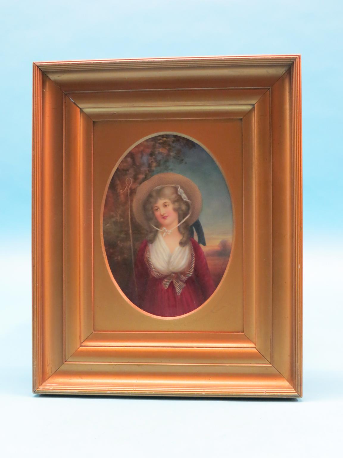 Appraisal: Leslie Johnson - a porcelain plaque half-length portrait entitled verso