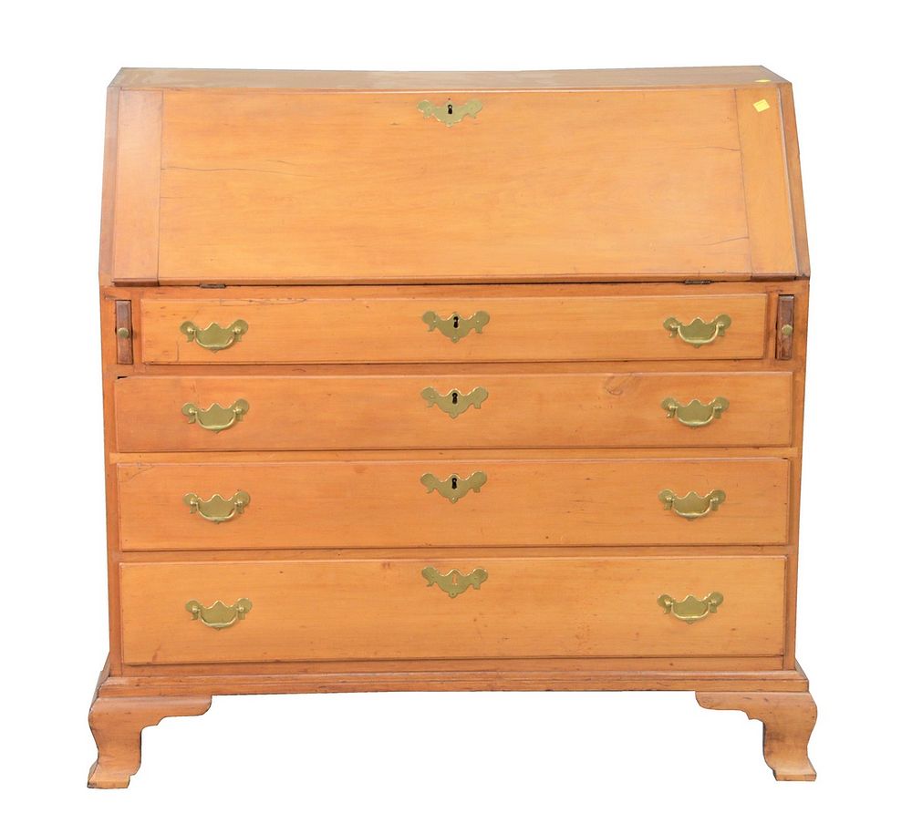 Appraisal: Chippendale Cherry Desk having slant lid over four drawers all