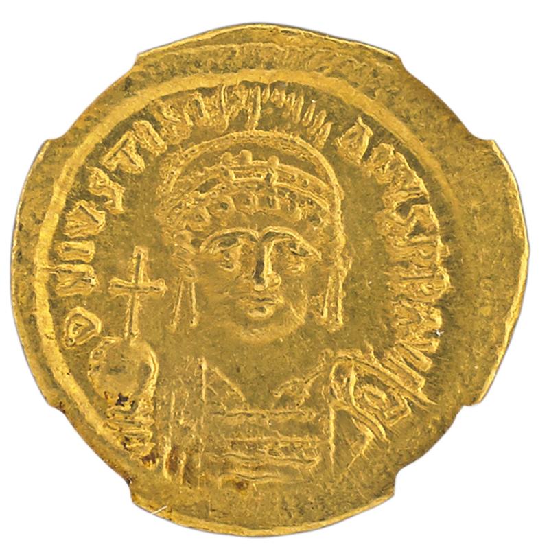 Appraisal: ANCIENT BYZANTINE JUSTINIAN I AV SOLIDUS COIN Condition Report