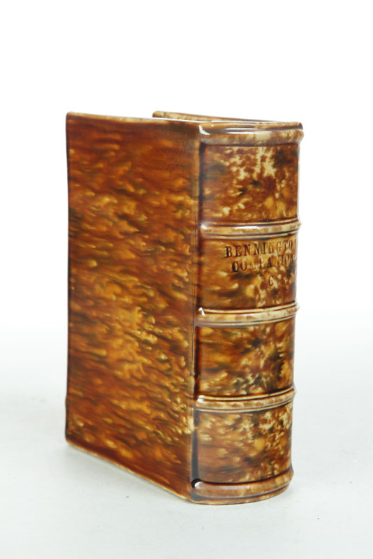 Appraisal: BENNINGTON BOOK FLASK Vermont mid th century Flint enamel ''Bennington