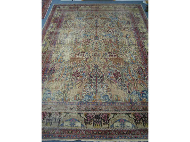 Appraisal: Kerman Persian Handmade Room Size Rug elaborate animals bird and