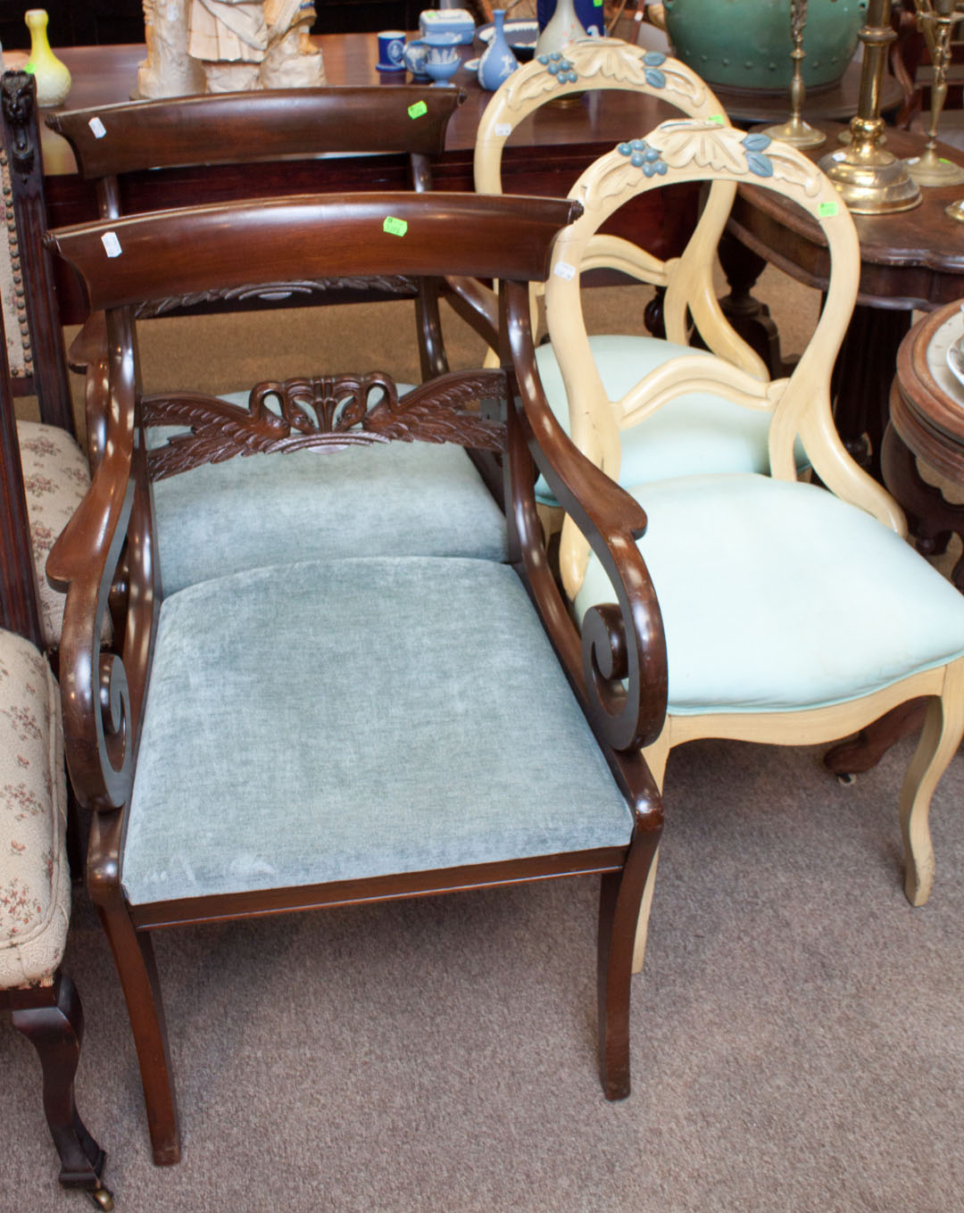 Appraisal: Two pairs of chairs pair of painted side chairs and