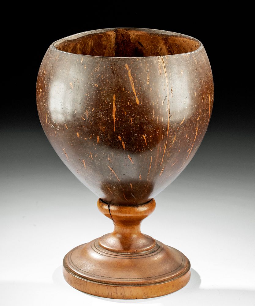 Appraisal: Early th C Hawaiian Coconut Wood Goblet Polynesia Hawaiian Islands