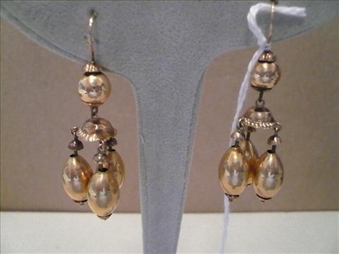 Appraisal: VICTORIAN EARRINGS kt gold with dangling bar bell type drops