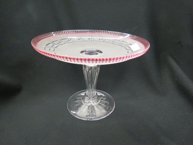 Appraisal: Pairpoint Cut Glass Dessert Stand peppermint style cranberry cut to