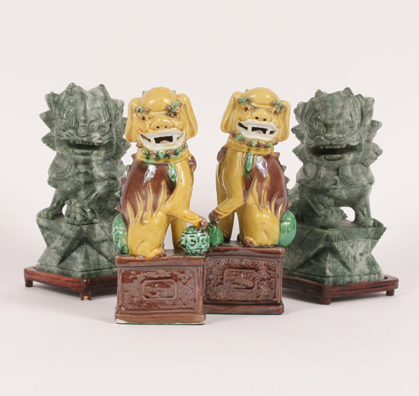 Appraisal: Lot of Asian stone and ceramic foo dogs Tallest H