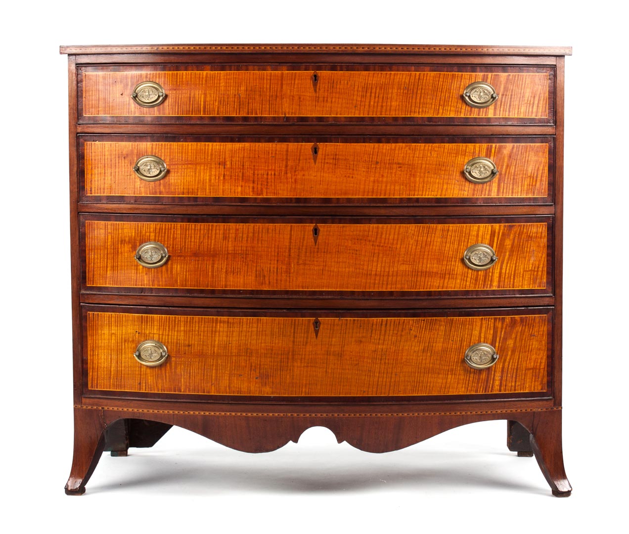 Appraisal: Federal mahogany chest of drawers Portsmouth New Hampshire circa bow