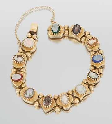 Appraisal: A Ladies' Victorian Style Bracelet with Cameos ca k yellow