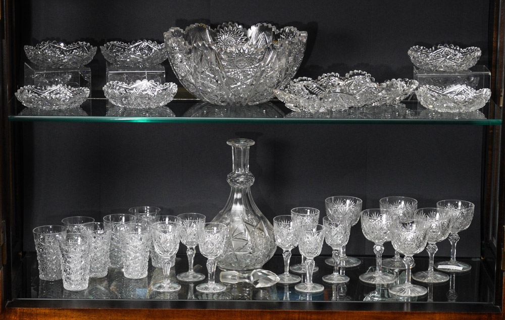 Appraisal: ESTATE GROUP BRILLIANT CUT GLASS Approx pieces to include signed