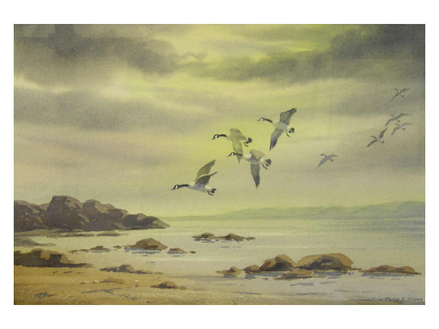 Appraisal: Floyd Hopper IN - x watercolor signed lower right Geese