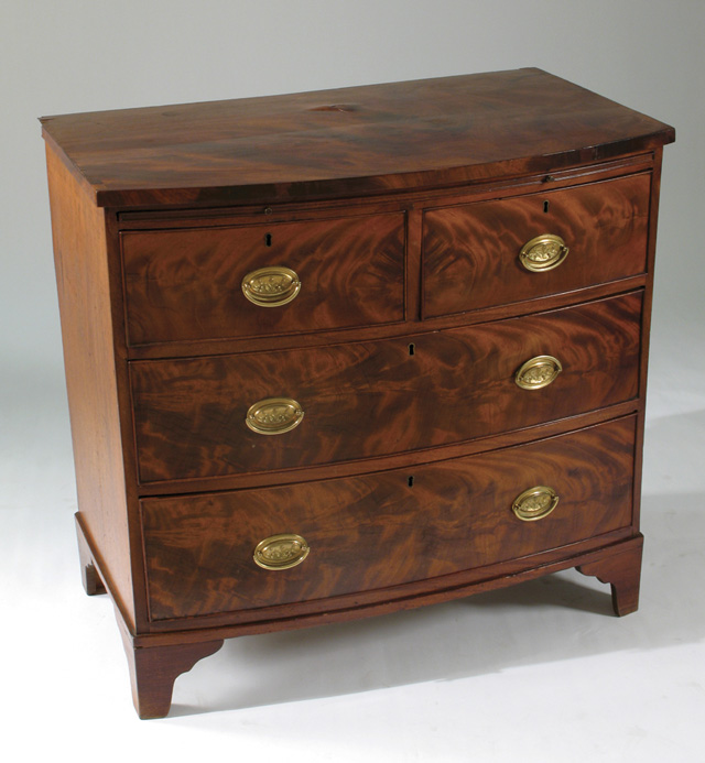 Appraisal: LATE FEDERAL MAHOGANY BOW-FRONT CHEST OF DRAWERS American early th