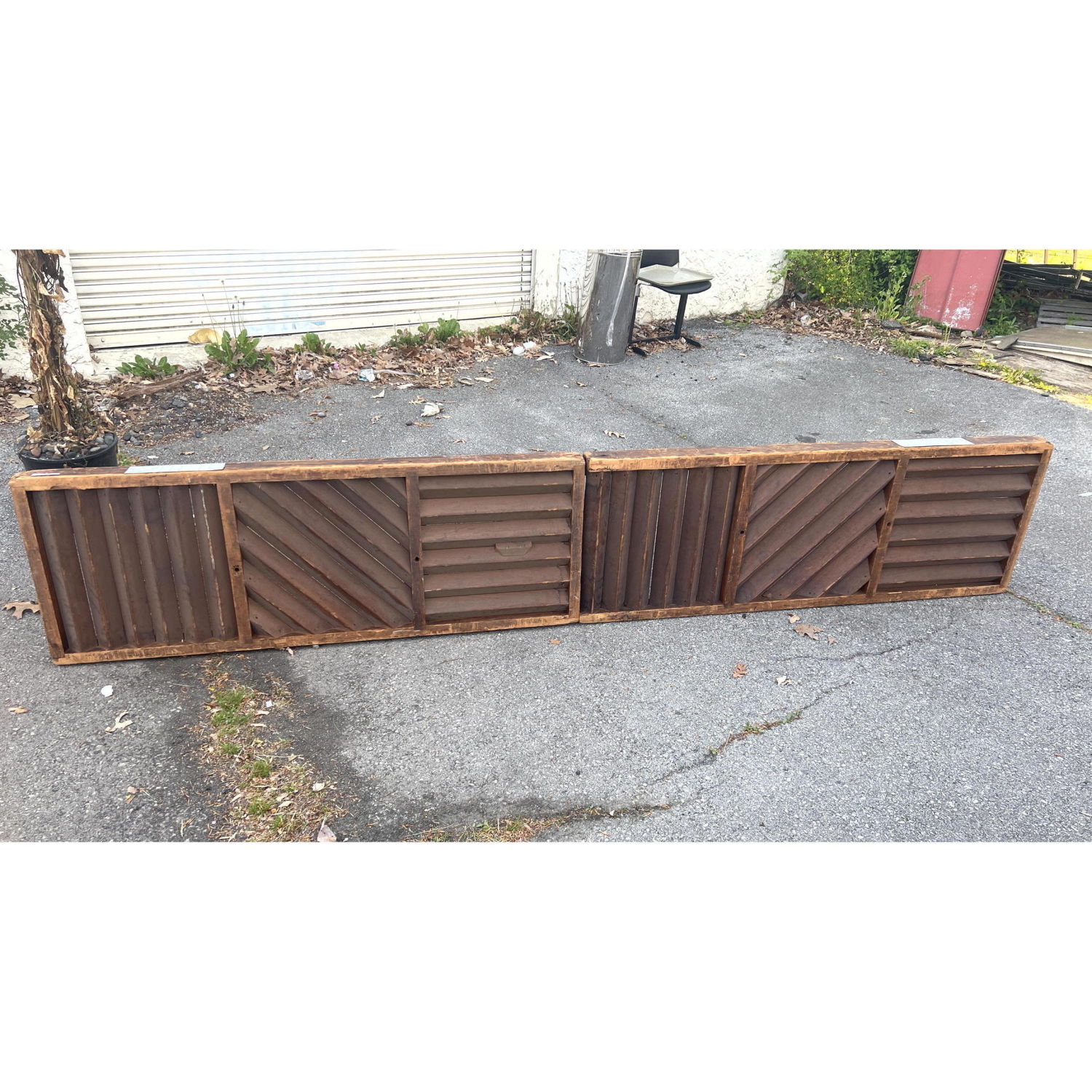 Appraisal: Vintage Pine louvered architectural ventilation wall panels Architectural wall art